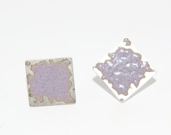 Emaille Ohrstecker aus 925 Silber Violettgrau