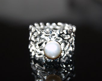 Ring aus 925 Silber mit Süßwasser Zuchtperle