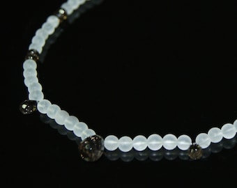 Bergkristall Collier mit Rauchquarz aus 925 Silber