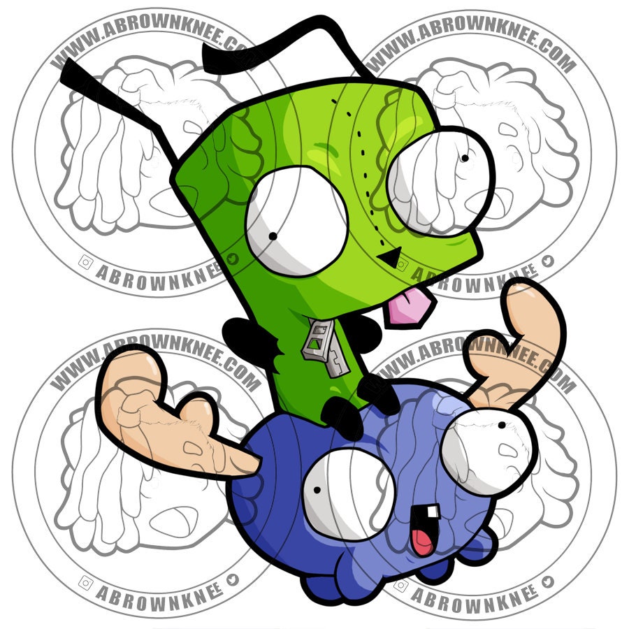 Invader ZIM GIR X Mini Moose Cartoon Stickers Water UV & | Etsy