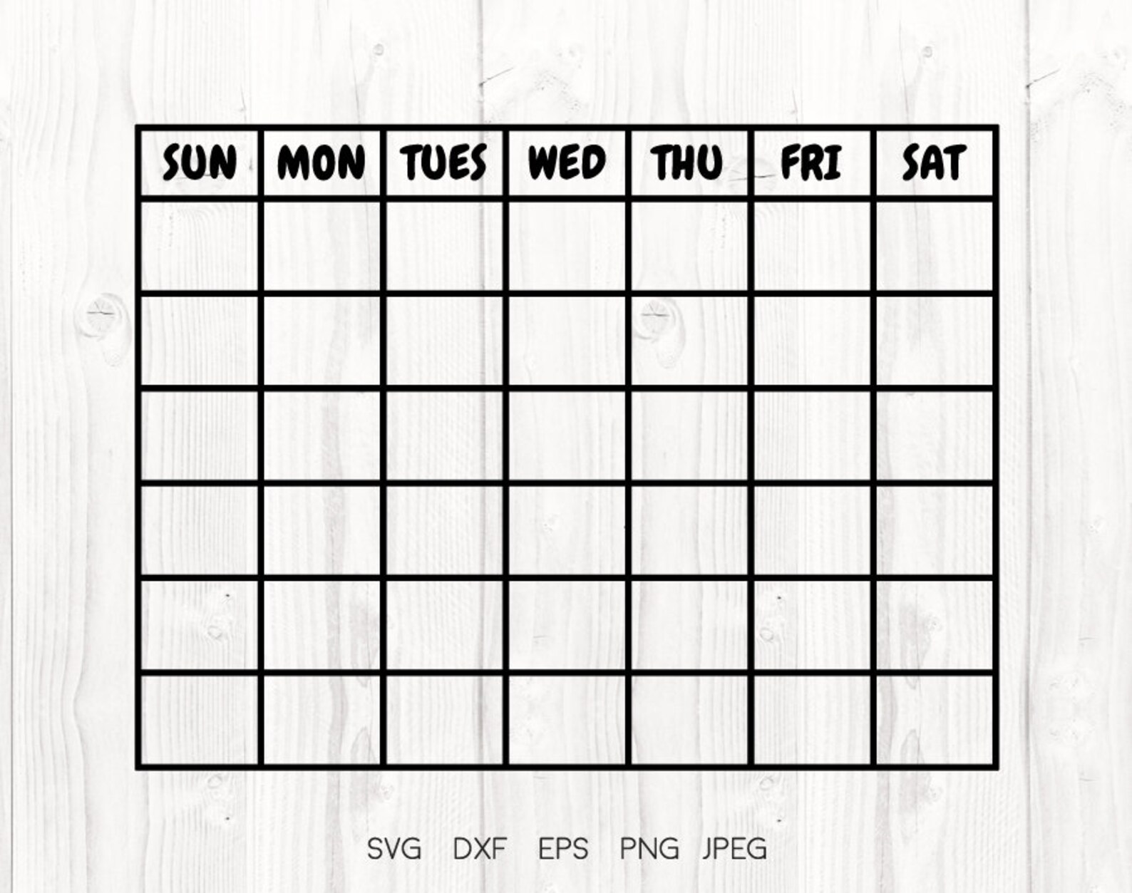 Calendario mensual SVG Calendario en blanco svg Calendario Etsy