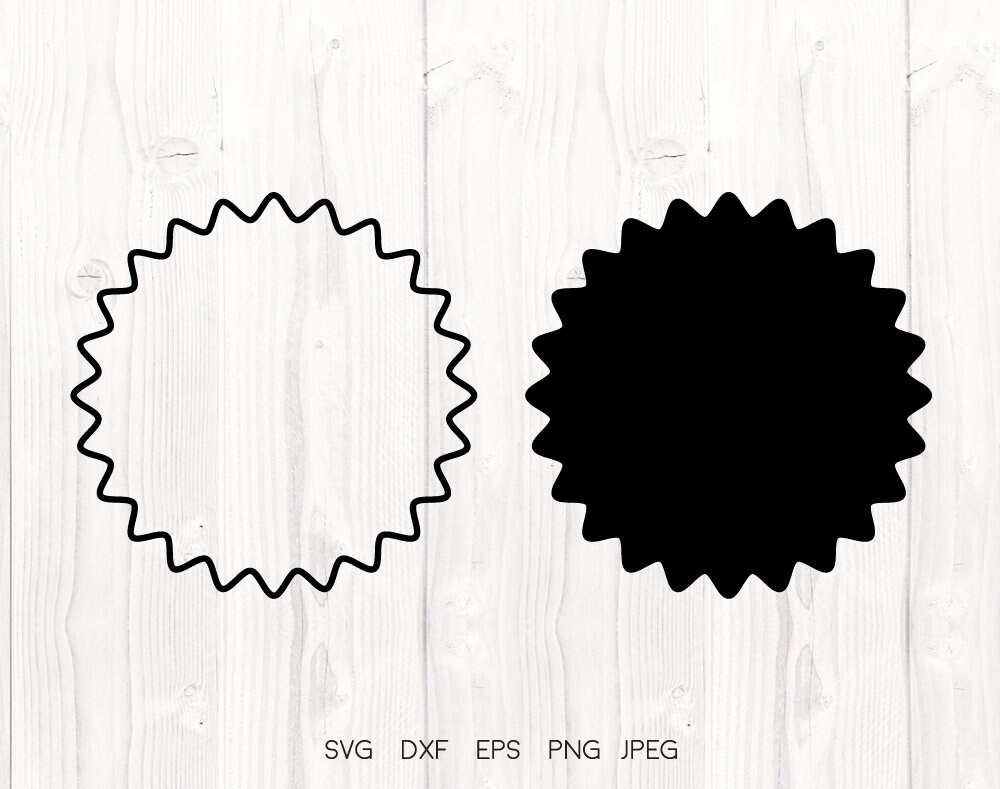 Scalloped label svg Scalloped circle outline Basic Shapes Etsy