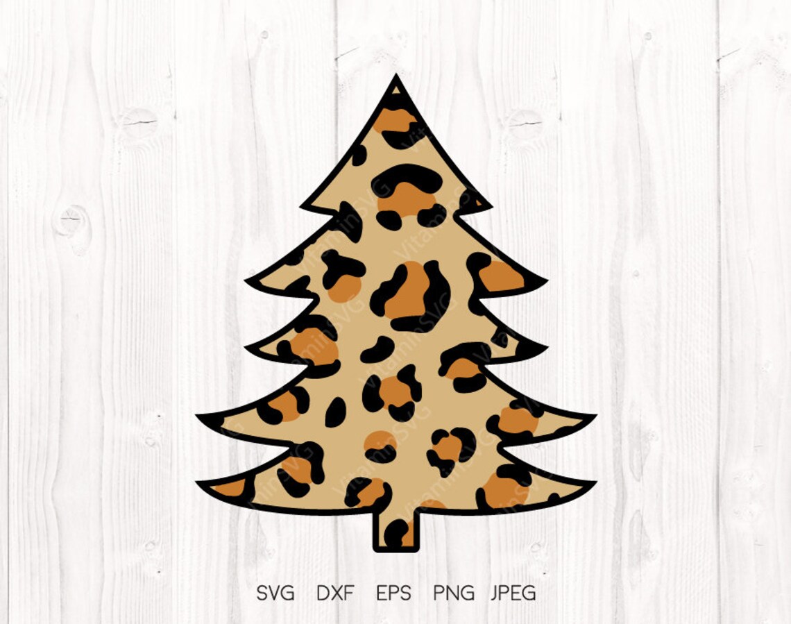 Christmas tree svg Leopard tree Leopard Christmas designs Etsy