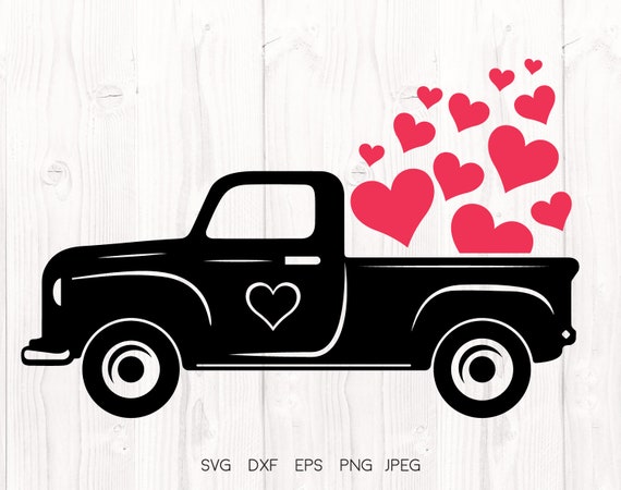 Download Valentines Truck Svg Vintage Truck Svg Car With Hearts Love Etsy