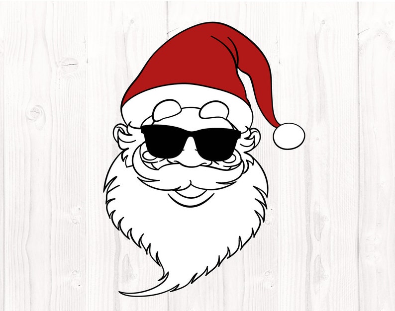 Svg cut files Cool Santa Cricut Silhouette Christmas svg files Santa hat SVG Santa face svg Santa with sunglasses Merry christmas svg