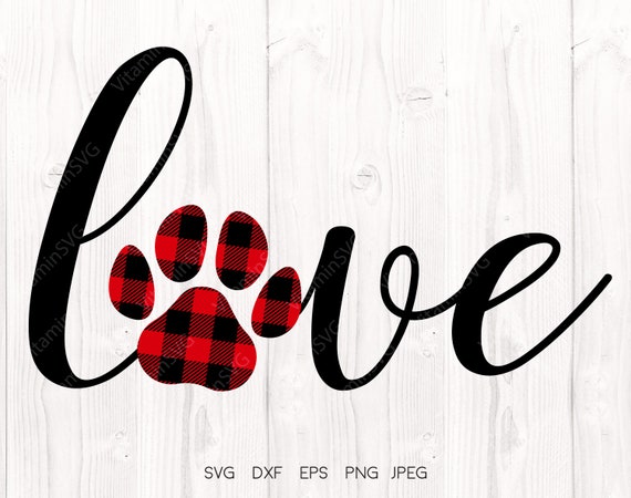 Download Love Paw Svg Buffalo Plaid Paw Svg Paw Svg Love Paw Print Etsy