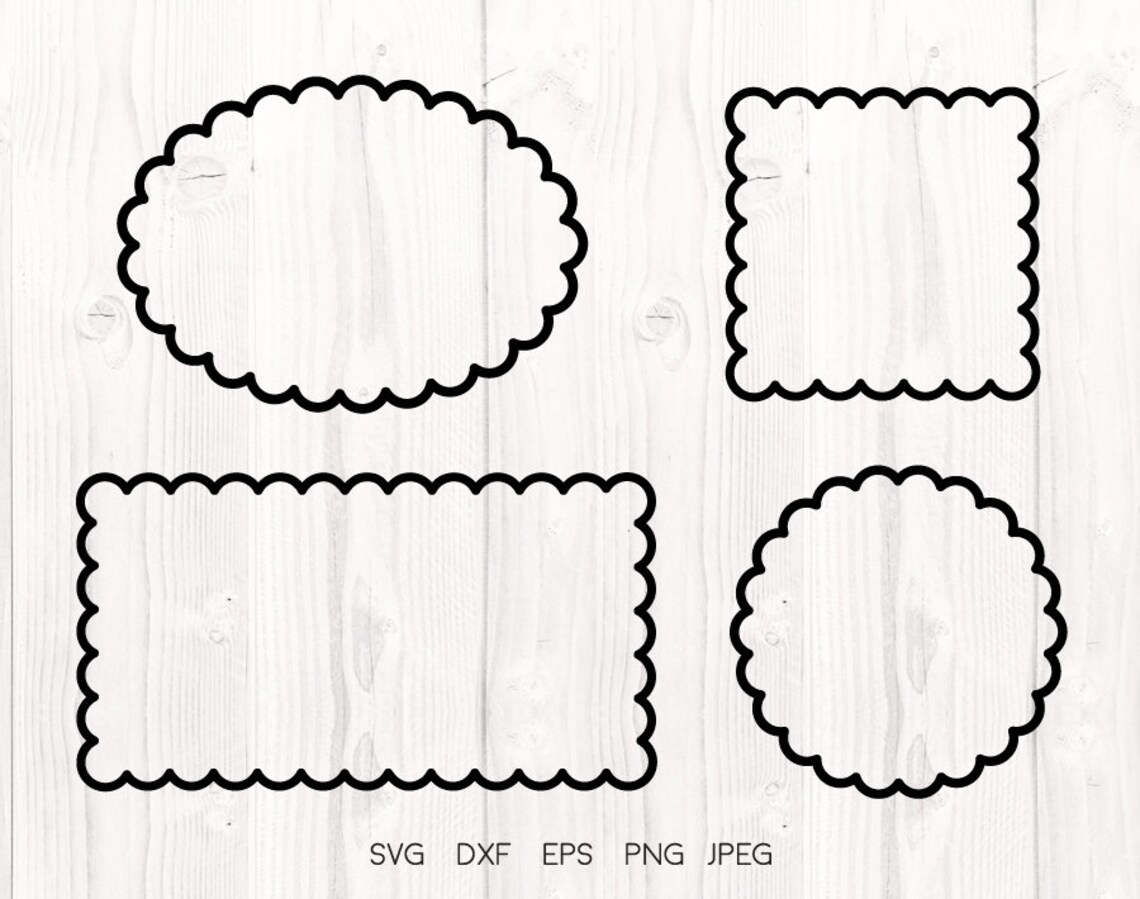 Scalloped Shapes outline SVG Basic Shapes outline svg Labels Etsy