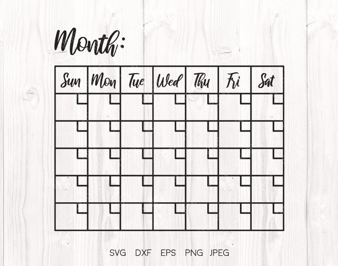 Blank Svg Calendar Svg Blank Calendar Svg Calendar Etsy - Vrogue