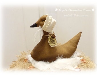 Canard nostalgique de décoration de vieux sac de farine avec capuche romantique Primitive Art Folk Shabby Chic, vintage, style maison de campagne,