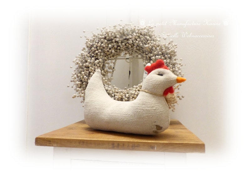 Nostalgic antique grain decoration chicken primitive art folk shabby chic, vintage, country style, image 2