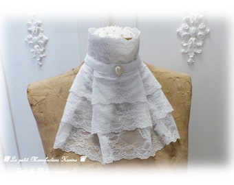 Belle dentelle victorienne Jabot de style blanc, style shabby chic, vintage, style campagnard