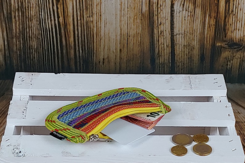 size small rainbowgreen border Rope shops Pursewallet made of disused climbing rope upcycling