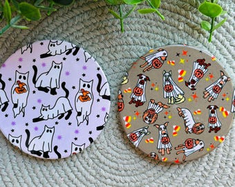 Halloween Pet Coasters, Ceramic Coasters, Halloween Cats, Halloween Dogs, Pet Mom, Pet Gifts
