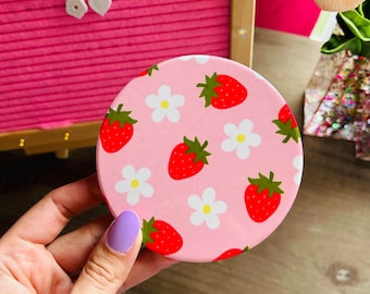 Strawberry Coaster Set, Strawberry Ceramic Coasters, Fruit Coasters, Drinkware, Gifts