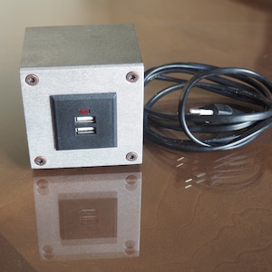 USB charging station in silver