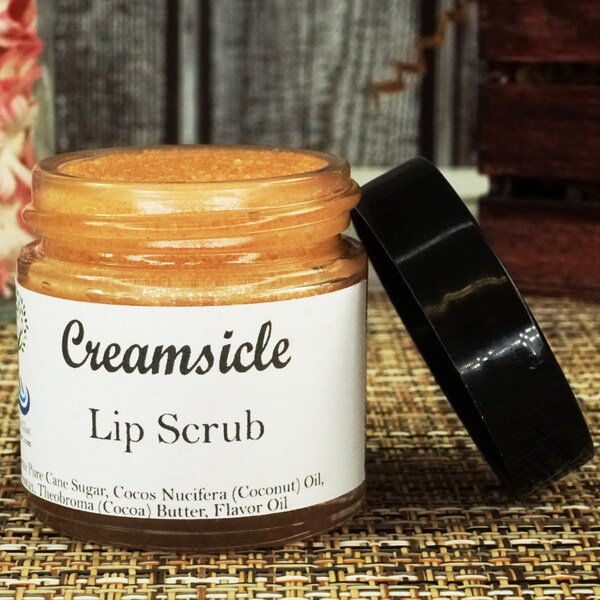 Creamsicle Lip Scrub, 1oz, Exfoliate, Hydrate, Lip Polish, Lip Care, Paraben-Free, Sugar Exfoliator, Orange, Facial Care, Naturalglist