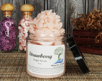 Strawberry Sugar Body Scrub, Exfoliating Skin Polish, 8oz