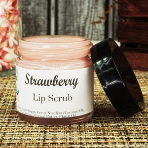 Strawberry Lip Scrub, 1oz, Exfoliate, Hydrate, Lip Polish, Lip Care, Paraben-Free, Sugar Exfoliator, yummy lip scrub, Sweet, Natural Glist