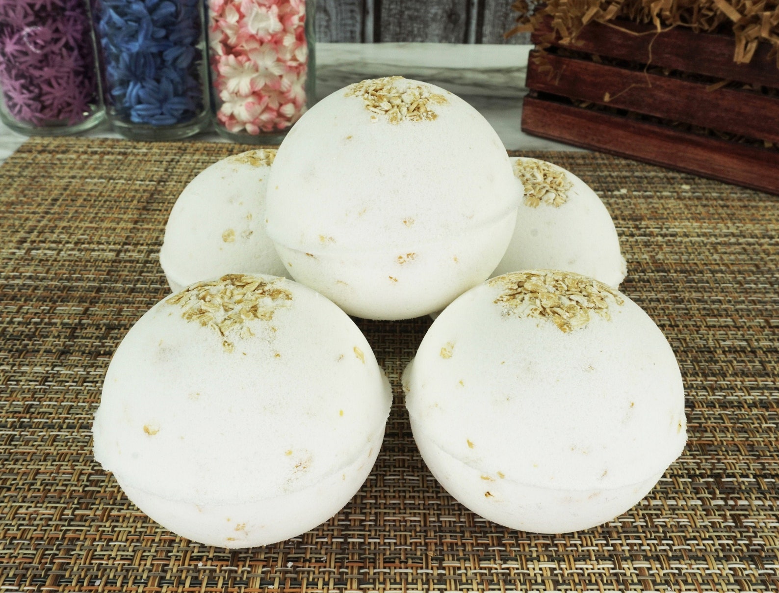 Oat Bath Bomb 5.5oz Eczema Bath Bomb Softening Bath Cleanse Etsy