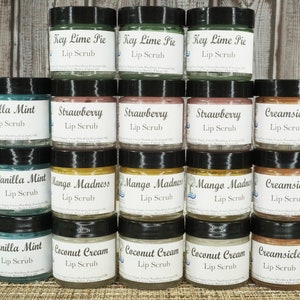 Lip Scrub, Coconut Cream, Strawberry, Mango Madness, Vanilla Mint, Key Lime Pie, Creamsicle, 1oz, Exfoliate, Lip Polish, Paraben-Free
