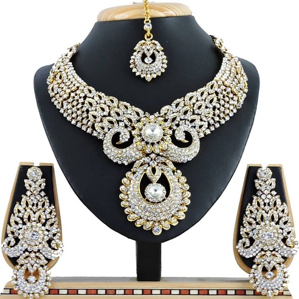 Indian Traditional Wedding Gold Plated Bridal Jewelry Rajwadi Rani Haar Ethnic Wear Jewelry Necklace set Padmavati Choker Set LCT Golden