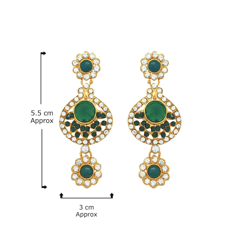 Green Pearl Ethnic Indian Traditional Stunning Gold Plated Choker Wedding Party Wear Sterling Necklace Earrings Tika Jewelry Set
