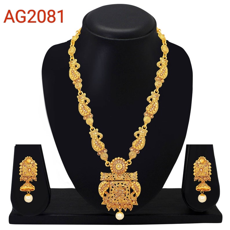 Nouvelle arrivée Plaqué or strass Indien Bijoux Collier Boucles Tikka Set