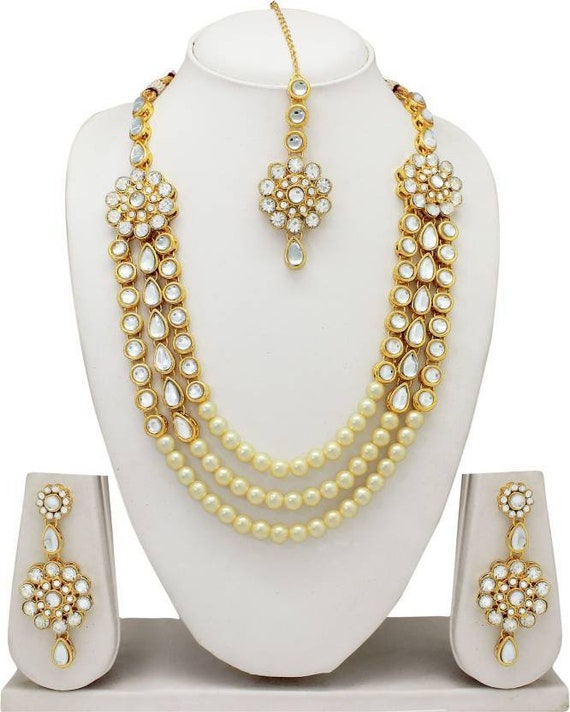 Beaded Pearl Bollywood Fashion Ethnic Indian Traditional Gold Etsy