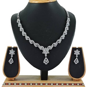 Indian Bollywood Style Fashion Jewelry Wedding Party Wear Silver Plated