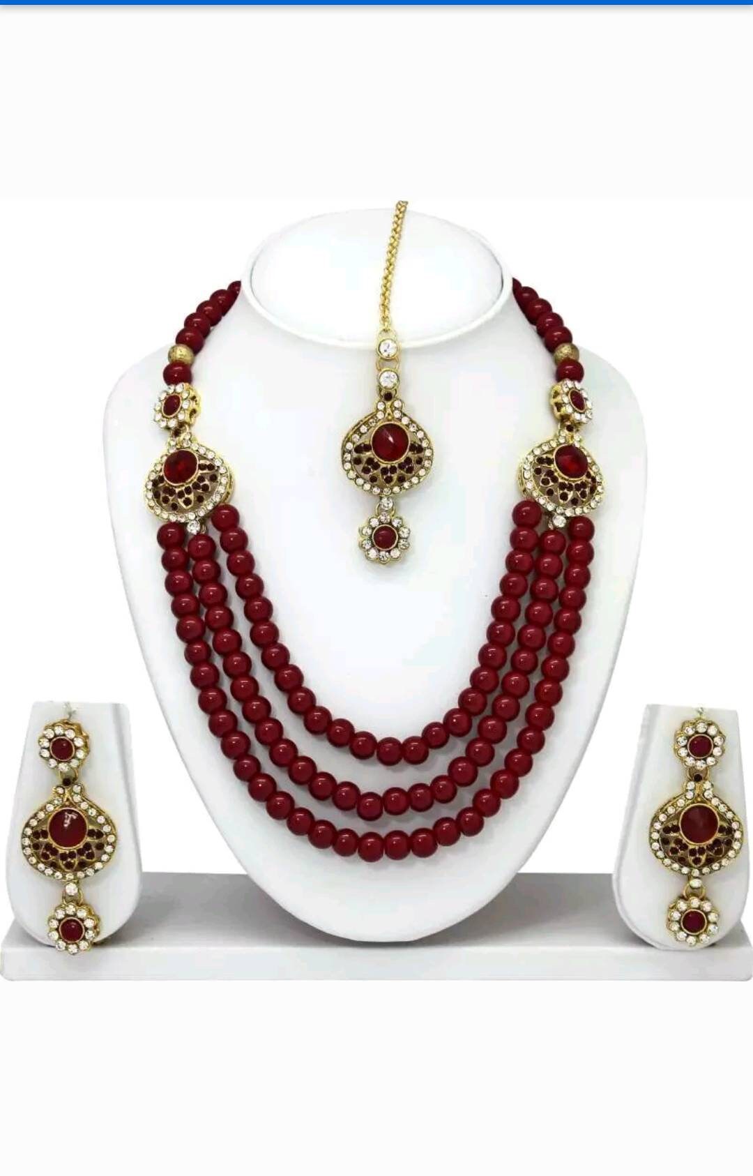 Maroon Pearl Ethnic Indian Traditional 