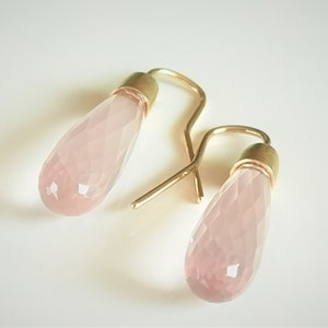 Earring red pink Chalcedon pomelins 14 karat gold image 8