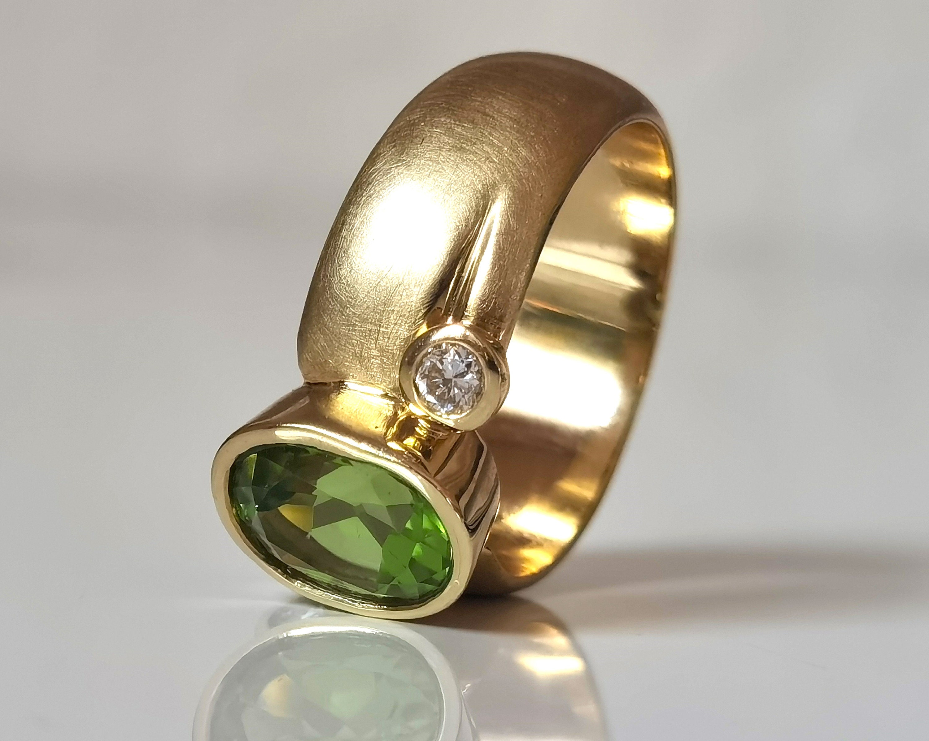 Ring 14 Karat Gold Peridot Brillant Etsy Canada