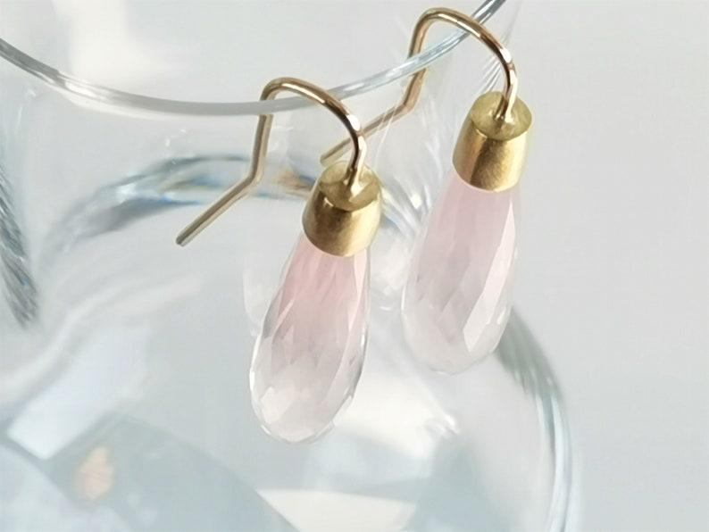 Earring red pink Chalcedon pomelins 14 karat gold image 7