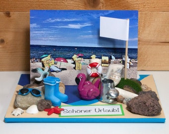 3D map beach vacation money gift or travel voucher vacation in Germany give away money retirement Baltic Sea North Sea