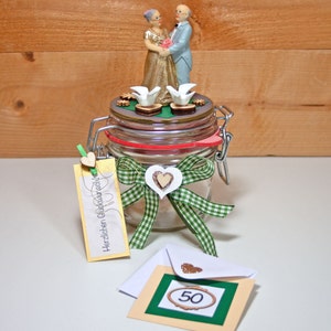 Cadeauglas Gouden huwelijksgeld cadeaubon jubileum 50 jaar gouden huwelijksgeschenkdoos, kleine dingen van NB, ART. 45