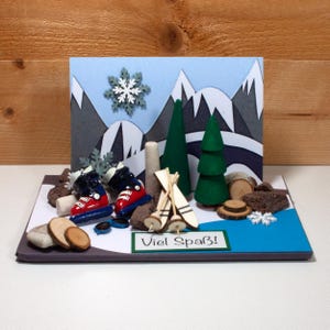 Karte Ski skifahren Geldgeschenk Gutschein 3D Karte Winter Reise Ski Urlaub Skihütte Gutschein für Männer, Kleinigkeiten von NB, ART. 60