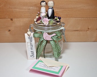 Money gift for wedding in pastel with flowers Wedding gift voucher Give away money in a swing glass, little things from NB