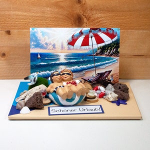 Geldgeschenk Urlaub am Strand Reisegutschein Ruhestand personalisierbar Flitterwochen Hochzeitsreise 3D Karte, Kleinigkeiten von NB, ART. 6