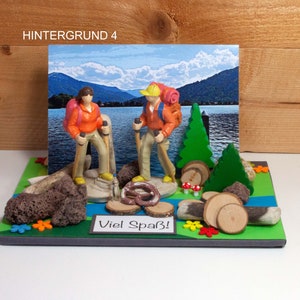 Personalsierbare 3D Karte Wandern Geldgeschenk Karte Gutschein Wander Reise Ruhestand Wanderausrüstung Wanderurlaub HINTERGRUND 4