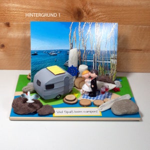 3D Karte Wohnwagen Geldgeschenk Gutschein Camping Reisegutschein personalisierbar Campingplatz Gutscheinkarte. ART. 76