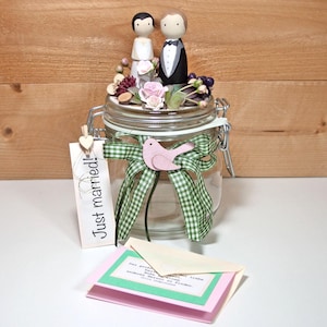 Geldcadeau voor bruiloft in pastel met bloemen Bruiloftcadeaubon Geld geven in een glazen pot, kleine dingetjes van NB, ART. 44