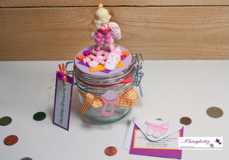 Money Gift For Baptism Or Birth Baby Girl Pink Orange Etsy