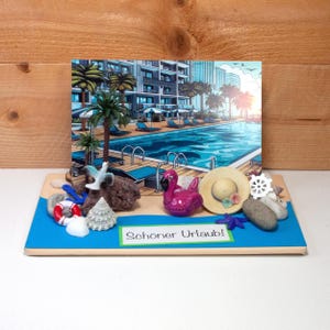 Contant geld cadeau vakantie voucher voor hotel of strand geef geld 3D kaart aanpasbaar, kleine dingen van NB, ART. 40