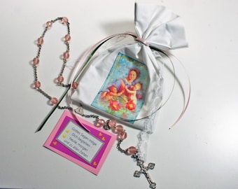 Money gift for communion confirmation with rosary pink gift bag, little things from NB