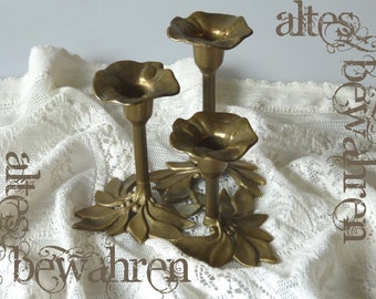 Floral brass candlestick