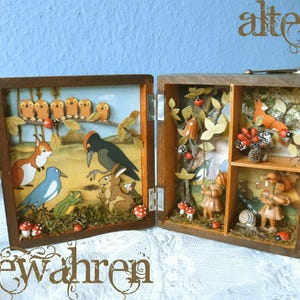 Fairytale forest diorama made of recycled and natural materials