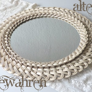 Boho wall mirror made of rattan