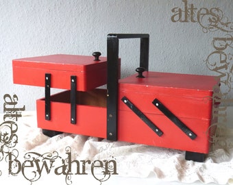 Red and black XXL vintage sewing box