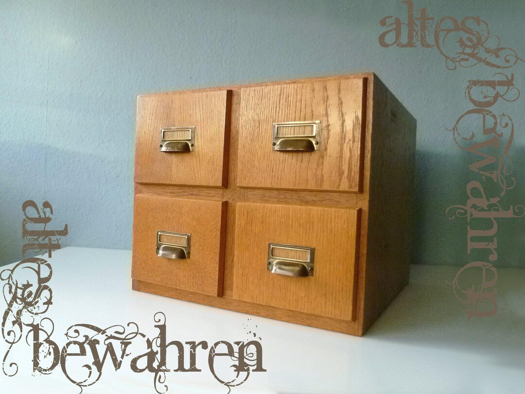 Table Top Card File Chest Great Wooden Card File Cabinet - Etsy