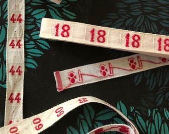 Vintage French Laundry number tape braid embroidery ribbon cotton labels